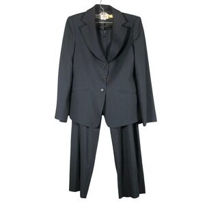 Armani Collezioni Pant Suit Womens 6 Gray Virgin Wool 3 Button Blazer